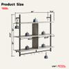 Bestier 41" Floating Kitchen Shelves Wall Mounted 3 Tier Coffee Bar Mug Shelf Hanging with 8 Hooks Display Plant Pipe Shelving for Living Room Kitchen Bathroom Balcony, Retro Grey view 2