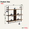 Bestier 41.5" Floating Shelves for Wall 3 Tier Kitchen Shelves Wall Mounted Coffee Bar Shelf Hanging Shelf with 8 Hooks, Industrial Display Pipe Shelving for Kitchen Living Room Bathroom, Rustic Brown view 2