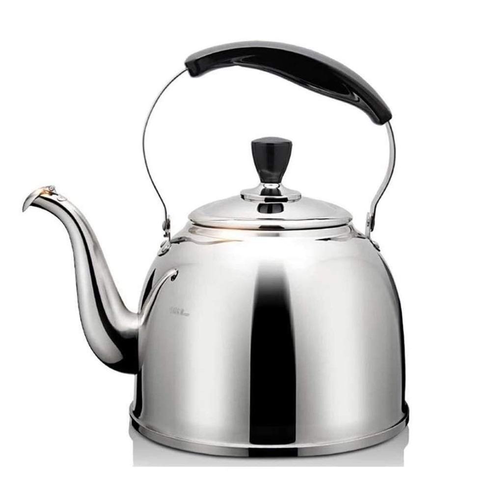 Tea Kettle Stovetop Whistling Stainless Steel Camping Kettle for Gas,Top Stainless Steel Whistling Tea Kettle Stove Top Teapot Pot, Thin Base, Lightweight, Fast Boiling