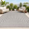 JONATHAN Y Concentric Squares Indoor Outdoor Area Rug 4X6 Black/Light Gray, Chevron Modern for Backyard, Patio, Porch, Easy-Cleaning, High Traffic, Pet-Friendly, Non-Shedding (SMB206B-4) view 1