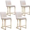 Wahson 24" H Gold Barstools Set of 4, Linen Upholstered Counter Height Stools, Modern Fabric Bar Stools for Kitchen Island/Dining Room, with Golden Metal Frame, Beige view 1
