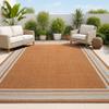 JONATHAN Y Border Stripe Indoor Outdoor Area Rug 4X6 Orange/Cream, James Modern for Backyard, Patio, Porch, Easy-Cleaning, High Traffic, Pet-Friendly, Non-Shedding (SMB201D-4) view 1