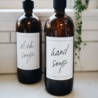 Chaumiere Vintage Farmhouse Soap labels for bottles, waterproof Stickers, Hand soap, Dish soap, Shampoo, Body wash Labels for Amber Glass & Plastic Bottles - Kitchen Bathroom Mix Pack 6 Pieces 3x3inch