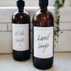 Chaumiere Vintage Farmhouse Soap labels for bottles, waterproof Stickers, Hand soap, Dish soap, Shampoo, Body wash Labels for Amber Glass & Plastic Bottles - Kitchen Bathroom Mix Pack 6 Pieces 3x3inch view 1