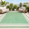 JONATHAN Y Border Stripe Indoor Outdoor Area Rug 3X5 Green/Cream, James Modern for Backyard, Patio, Porch, Easy-Cleaning, High Traffic, Pet-Friendly, Non-Shedding (SMB201E-3) view 1