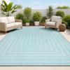 JONATHAN Y Concentric Squares Indoor Outdoor Area Rug 5X8 Aqua/Light Gray, Chevron Modern for Backyard, Patio, Porch, Easy-Cleaning, High Traffic, Pet-Friendly, Non-Shedding (SMB206A-5) view 1