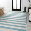 JONATHAN Y Two-Tone Wide Stripe Indoor Outdoor Area Rug 4X6 Aqua/Cream, Negril for Backyard, Patio, Porch, Easy-Cleaning, High Traffic, Pet-Friendly, Non-Shedding (SMB203E-4) view 4