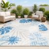 JONATHAN Y Tropical Leaf Indoor Outdoor Area Rug 3X5 Light Gray/Navy, Monstera High-Low for Backyard, Patio, Porch, Easy-Cleaning, High Traffic, Pet-Friendly, Non-Shedding (AMC113A-3) view 1