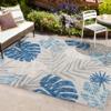 JONATHAN Y Tropical Leaf Indoor Outdoor Area Rug 3X5 Light Gray/Navy, Monstera High-Low for Backyard, Patio, Porch, Easy-Cleaning, High Traffic, Pet-Friendly, Non-Shedding (AMC113A-3) view 3