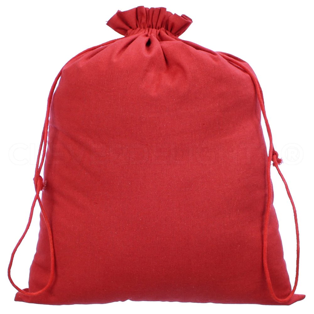 CleverDelights Red Cotton Bags - Premium Drawstring Multipurpose Bag (5, 12 x 16 Inch)