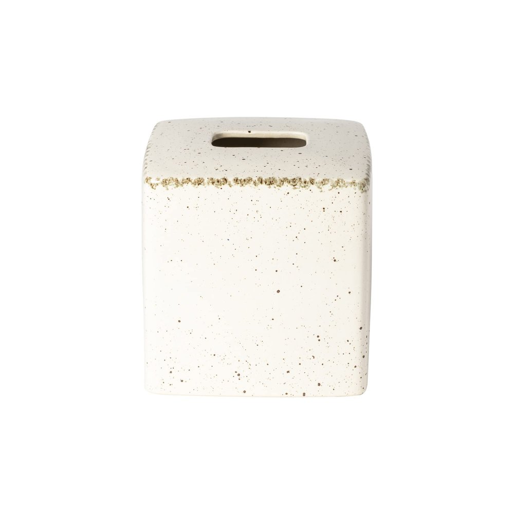 Casafina Ceramic Boutique Tissue Box Cover - Toscana Collection, Aglio | Stoneware Bathroom Accessories | Quality Bath Decor | 8'' x 9.75'', 203 oz.