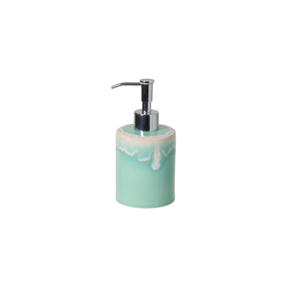 Casafina Ceramic Soap & Lotion Pump Dispenser - Taormina Collection, Aqua | Stoneware Bathroom Accessories | Quality Bath Decor | 3'' x 4.25'', 20 oz.