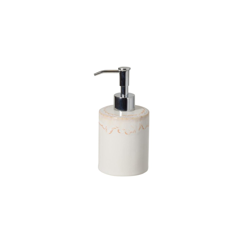 Casafina Ceramic Soap & Lotion Pump Dispenser - Taormina Collection, White | Stoneware Bathroom Accessories | Quality Bath Decor | 3'' x 4.25'', 20 oz.