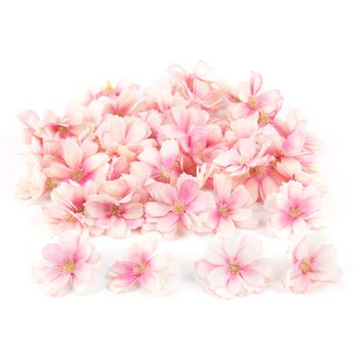 AUEAR, 50 Pack Fake Flower Heads Airtificial Silk Plum Cherry Blossom Head Peony Daisy Decor for DIY Crafts Home Wedding Party Hats Decoration (Light Purple)