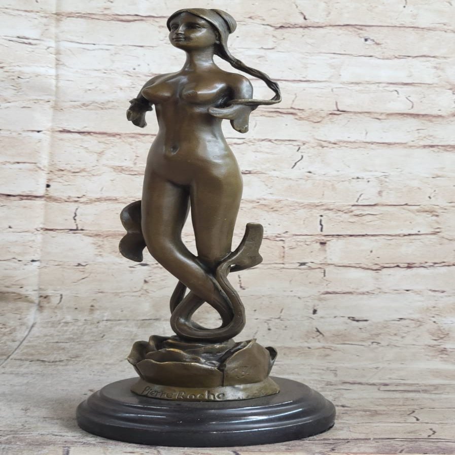 EUROPEAN BRONZE Real Bronze Nude Mermaid Sea-Maid Sea-Maiden Statue Art Figurine Decor Art