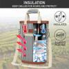 opux 2 Bottle Wine Bag Carrier Insulated Leakproof Wine Cooler Navy Stripes view 3