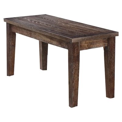 Transitional Solid Wood Dining Room Bench in Antique Natural Oak