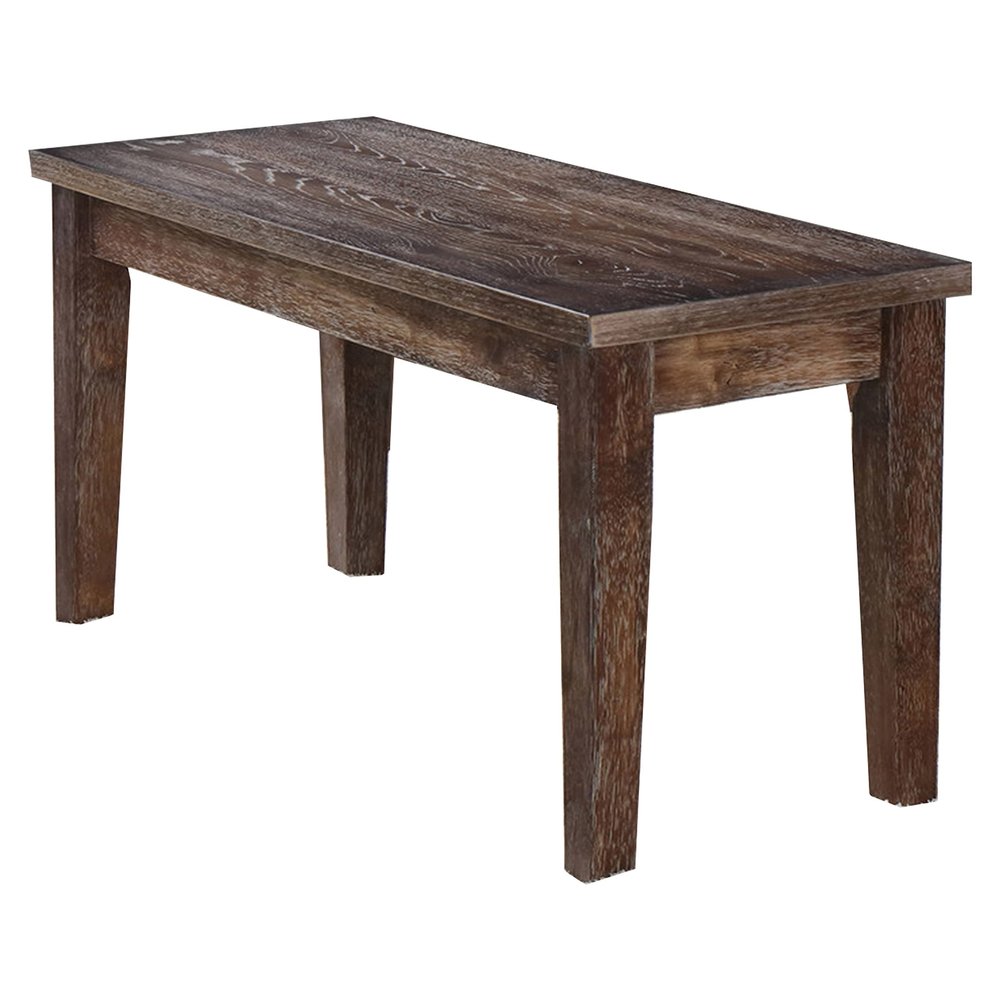 Transitional Solid Wood Dining Room Bench in Antique Natural Oak