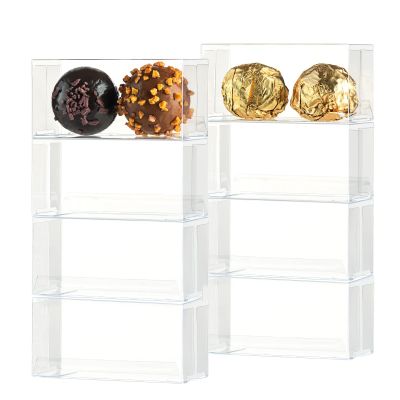 SLShePack 100 Pack 3.1 x 1.5 x 1.5 inches Clear Samll Chocolate Boxes for 2 Truffles Wedding Favor Party Candy Gift Boxes