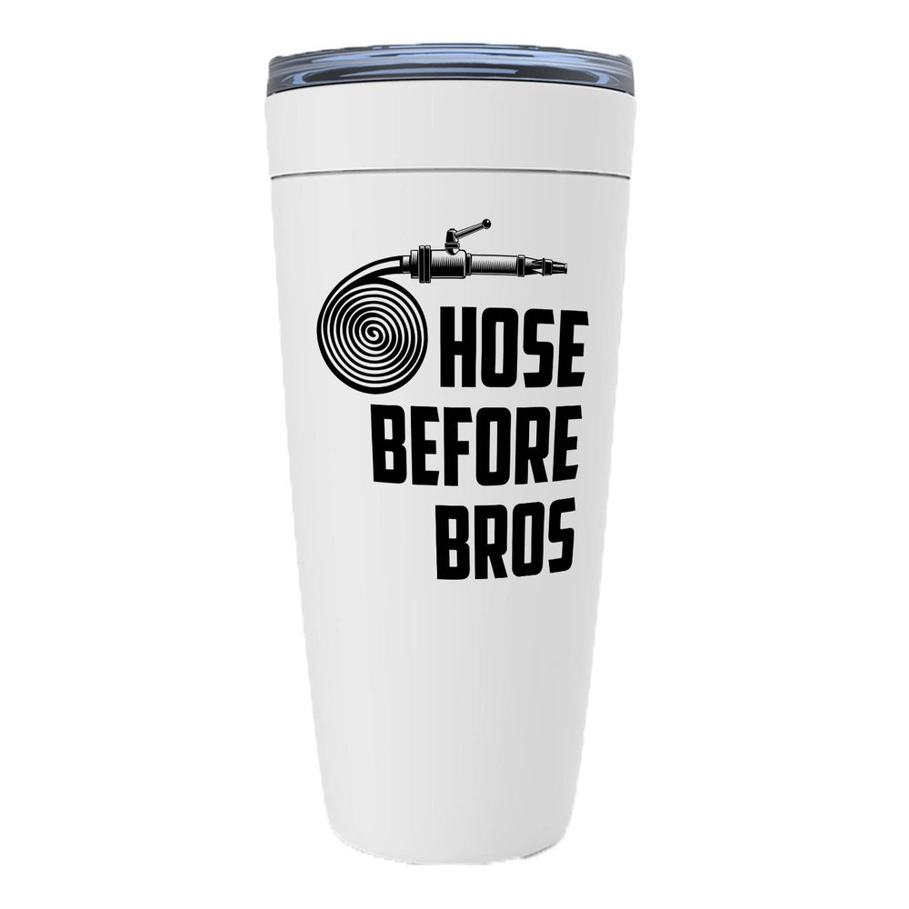 Firefighter White Edition Viking Tumbler 20oz - Hose Before Bros - Fireman Job Axe Hydrant Extinguisher Helmet Sirens Fire Chief Extinguish Hazardous