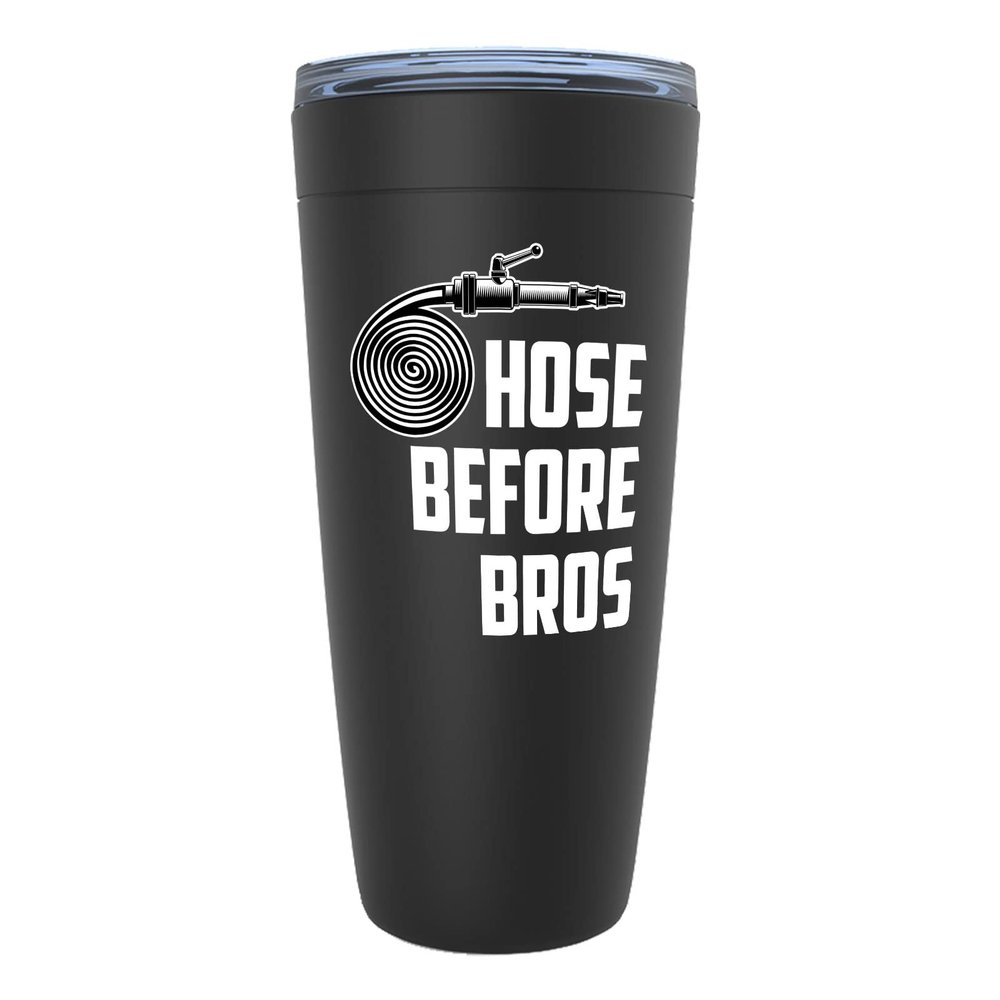 Firefighter Black Edition Viking Tumbler 20oz - Hose Before Bros - Fireman Job Axe Hydrant Extinguisher Helmet Sirens Fire Chief Extinguish Hazardous