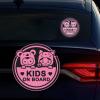 Baby on Board Sticker for Cars, Nouiroy 2PCS Kids on Board Super Strong Reflective Two Babies in Car Decals and Stickers Cute Baby Car Window Bumper Safety Warning Sign Auto Vinyl Sticker, Pink view 1