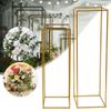 2 Pcs Gold Wedding Flower Stand Metal Vase, Column Flower Stand Geometric Centerpieces Vase,31.5in Tall Flower Holder for Home Party Wedding Decorations, Rectangular Flower Display Rack view 2