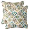 ikolohome Sets of 2 Jacquard Boho Style Ikat Diamond Pattern Square Pillow Cover 18X18 Inches with Ikat Pattern,Cover Only (Blue) view 1