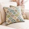 ikolohome Sets of 2 Jacquard Boho Style Ikat Diamond Pattern Square Pillow Cover 18X18 Inches with Ikat Pattern,Cover Only (Blue) view 3