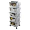 Buyitt 5-Tier Plastic Stackable Storage Bins for Pantry, Stacking Organizing Baskets with Wheels view 1
