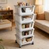Buyitt 5-Tier Plastic Stackable Storage Bins for Pantry, Stacking Organizing Baskets with Wheels view 2
