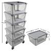 Buyitt 5-Tier Plastic Stackable Storage Bins for Pantry, Stacking Organizing Baskets with Wheels view 3