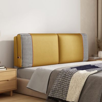 Wedge Headboard Cushion,Queen Size Bed Pillow Reading Backrest Cushion Soft Bolster Support Pillow for Sofa Bed Headboard with Removable Cover,Yellow,78.7"/200cm(King)