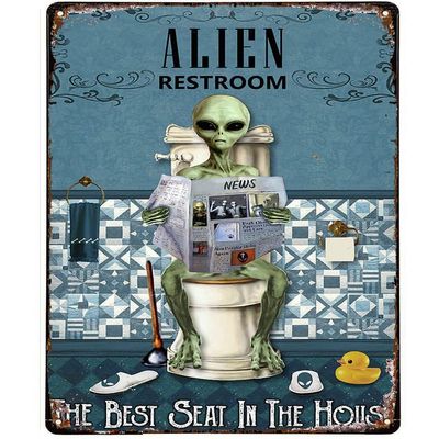 RIFOSA Reading News Restroom Alien Metal Wall Plaque Decor Lovers Gift Outdoor Indoor Wall Panel Retro Vintage Mural 8x5.5 Inch
