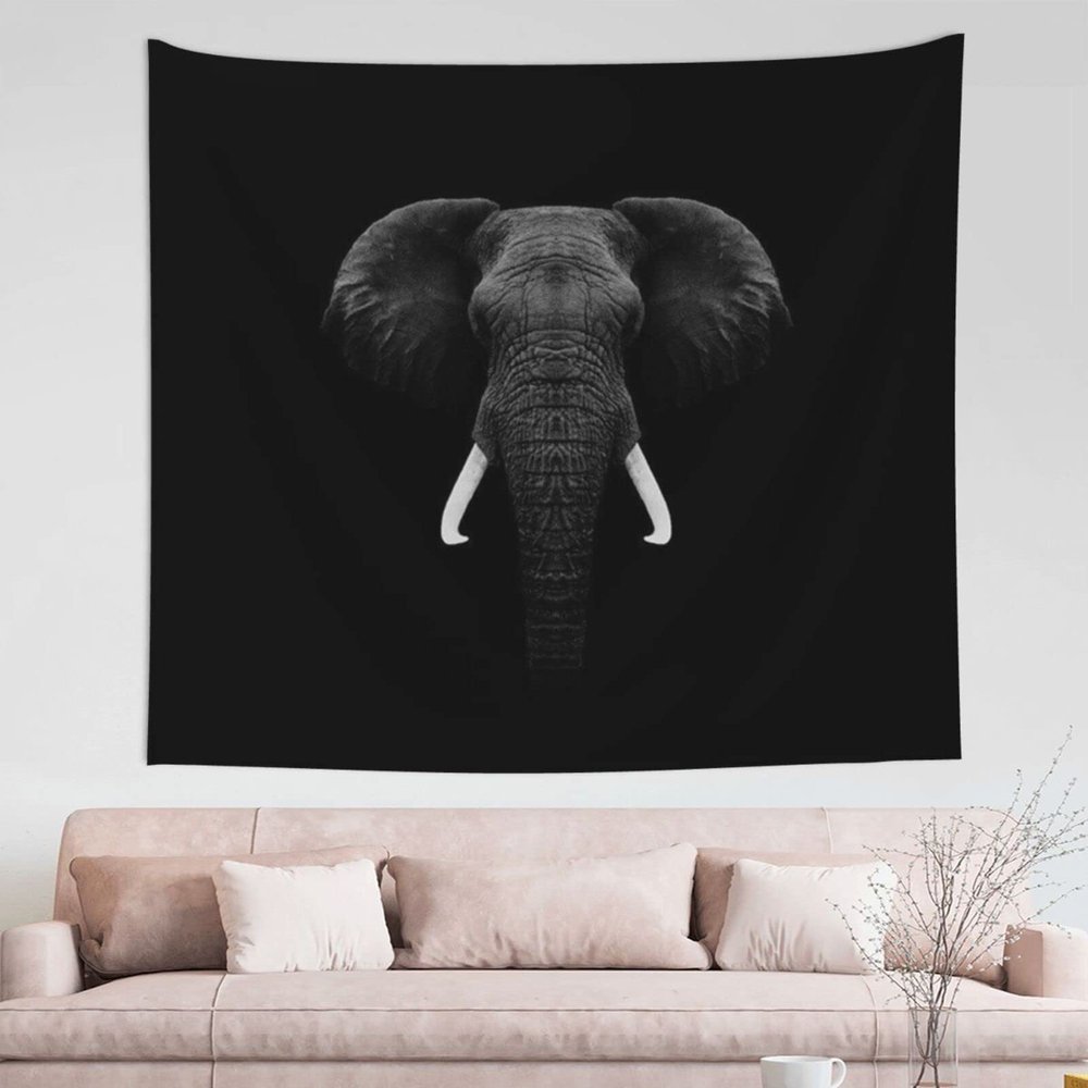African Elephant Tapestry Wall Tapestry Large Tapestry Elephant Background African Animal Tapestry Wall Hanging (51inx60in)
