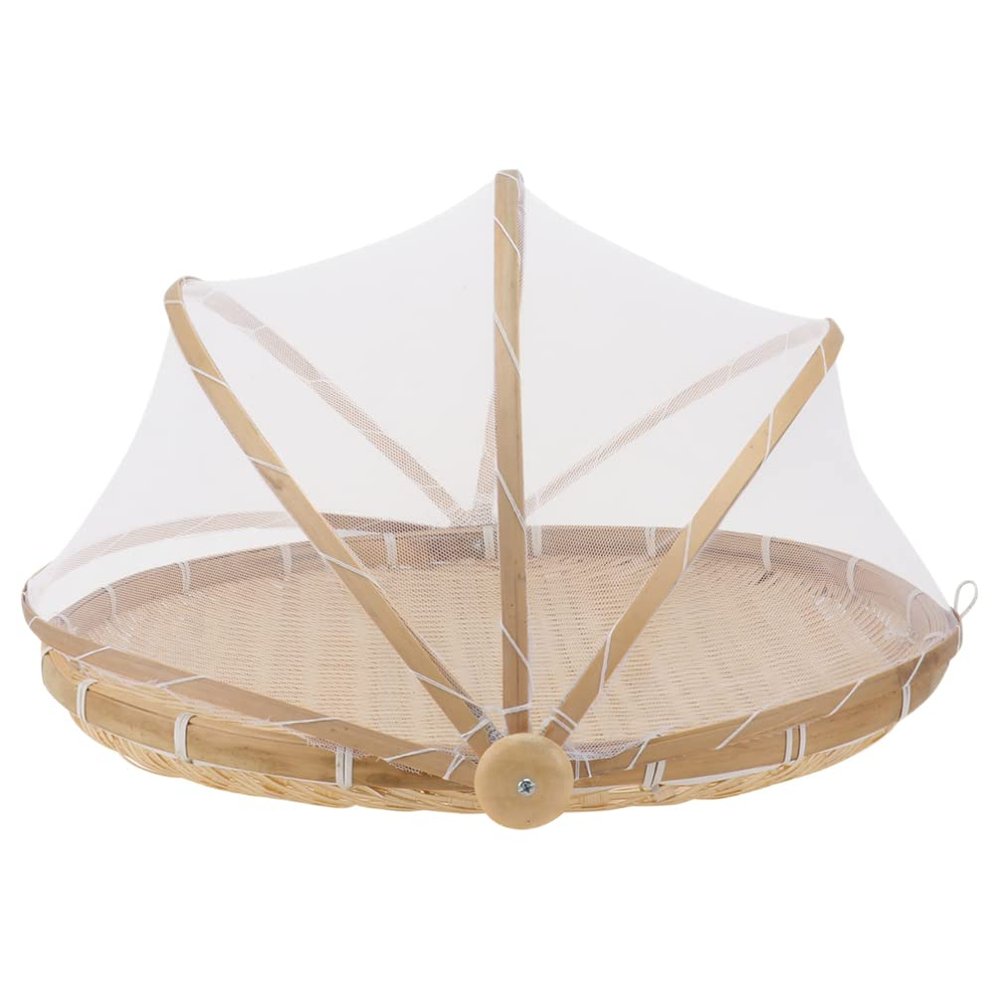 GANAZONO Woven Storage Basket Net Cover Round Tray for Home Organization for Kitchen Use for Serving Fruits Bread and Desserts
