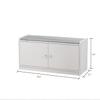 ECACAD 2-Tier Shoe Storage Bench with Cushioned Seat, 2 Doors & 4 Storage Compartments, 35.8" W Wooden Entryway Shoe Rack Bench for Hallway, Bedroom, White and Grey view 2