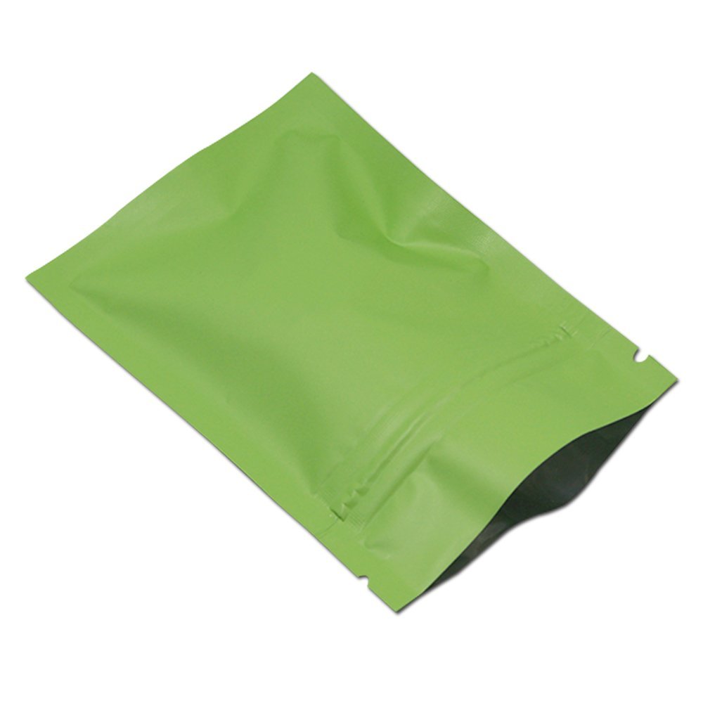 FERENLI 100Pcs Zipper Lock Self Seal Flat Pouch for Zip Aluminum Foil Lock Package Bag Coffee Food Storage Resealable Mylar Bags Heat Sealable Candy Reclosable Bags (7x10cm (2.8x3.9 inch), Green)