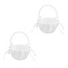 Homoyoyo 2pcs Wedding Flower Girl Baskets Satin Cute Flower Baskets with Handle for Wedding Ceremony Party Decoration White view 1