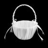 Homoyoyo 2pcs Wedding Flower Girl Baskets Satin Cute Flower Baskets with Handle for Wedding Ceremony Party Decoration White view 2