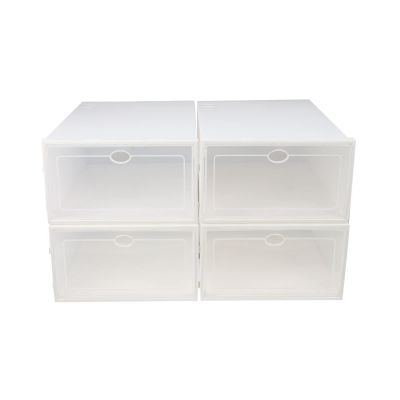 BESPORTBLE Large Transparent Shoe Storage Box 4pcs Stackable Plastic Shoes Container Organizing and Cleaning Holder