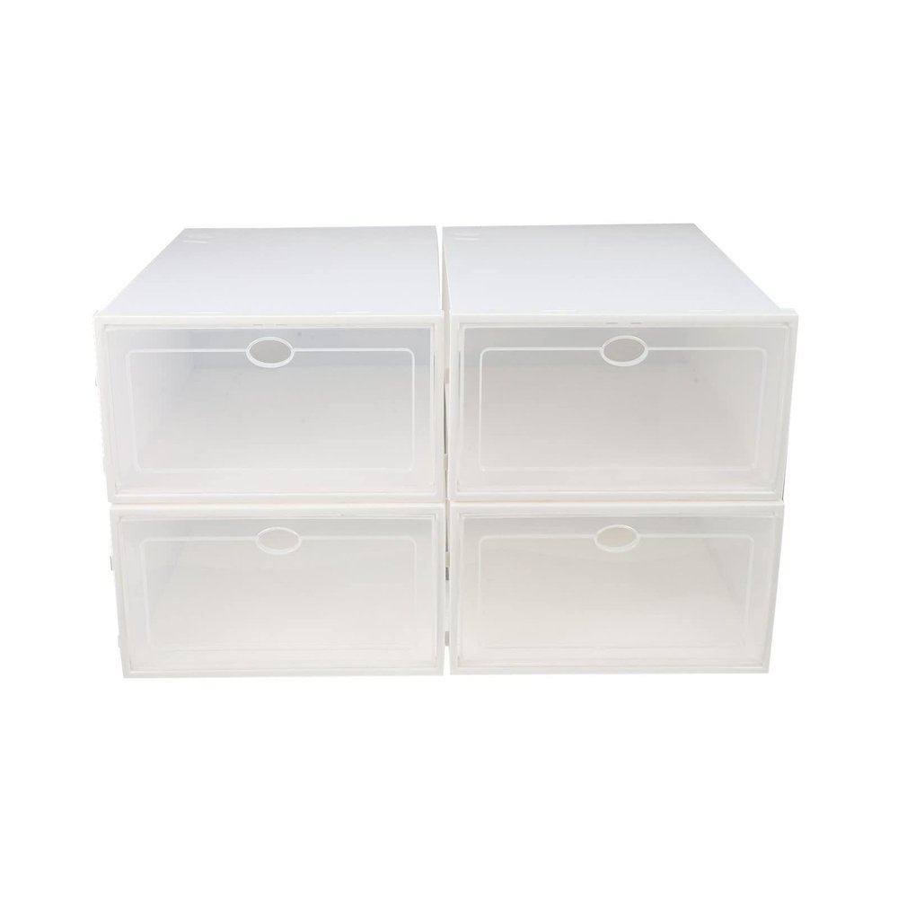 BESPORTBLE Large Transparent Shoe Storage Box 4pcs Stackable Plastic Shoes Container Organizing and Cleaning Holder