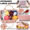 AIJIEKE Lunch Bag for Women, Leakproof & Insulated Work Lunch Box Tote, Reusable Adult Cooler Bag with Water Bottle Side Pocket & Removable Shoulder Strap, Pink view 2