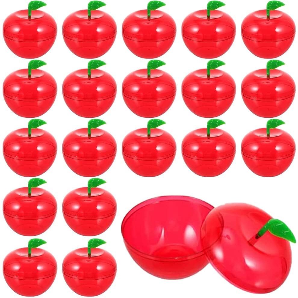DatingShiny 24 Pcs Red Apple Container Candy Boxes Plastic Bobbing Apples Decorative Fillable Ornaments for Gift Wrap, Xmas Tree Decorations, Wedding Holiday Party Favor Classroom Teacher Supplies