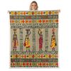 African Woman Themed Plush Throw Blanket - Ethnic Afro Pattern Fleece Sherpa for Kids - Microfiber Traditional Exotic Warm Fuzzy Room Decor - 50"x60" view 1