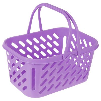 ULTECHNOVO Shopping Basket, Plastic Shopping Basket, Handle Storage Basket, Sturdy Vegetable Crates Storage Crates with Handles Storage Container for Kitchen Pantry Bathroom Supermarket (6L Violet