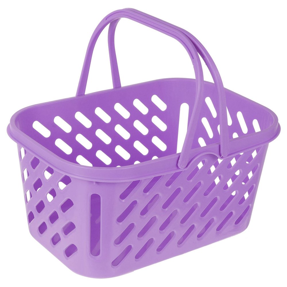ULTECHNOVO Shopping Basket, Plastic Shopping Basket, Handle Storage Basket, Sturdy Vegetable Crates Storage Crates with Handles Storage Container for Kitchen Pantry Bathroom Supermarket (6L Violet