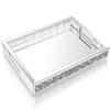 Wocred Mirror Jewelry Organizer fits Dresser Bedroom,Crushed Diamond Bathroom Tray with Handles,Perfume Tray,Decorative Serving Tray for Coffee Table Decor(11x15x2) view 1