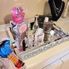 Wocred Mirror Jewelry Organizer fits Dresser Bedroom,Crushed Diamond Bathroom Tray with Handles,Perfume Tray,Decorative Serving Tray for Coffee Table Decor(11x15x2) view 4