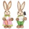 2Pcs Bunny Figurines Props Straw Easter Rabbit Decoration for Garden Indoor Easter Theme Party Supplies Tabletop Ornament, A view 1